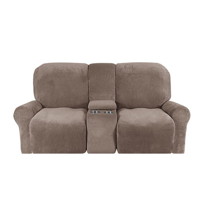Elegant Velvet Dual-Seat Recliner Sofa Cover - Slipcover Sofa with Cup Holders 19