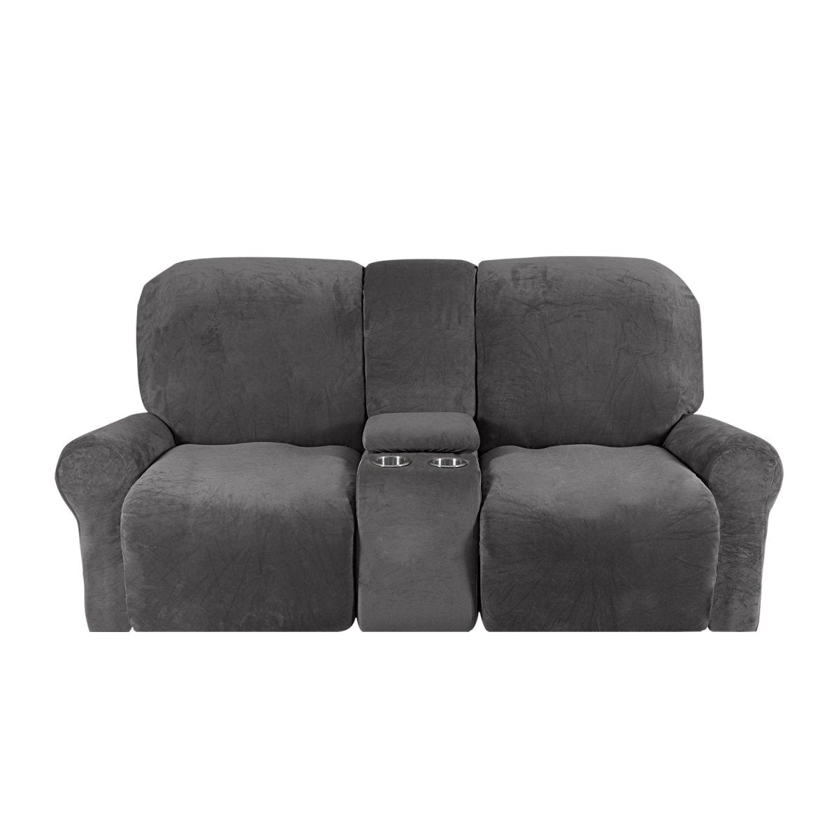 Elegant Velvet Dual-Seat Recliner Sofa Cover - Slipcover Sofa with Cup Holders 9