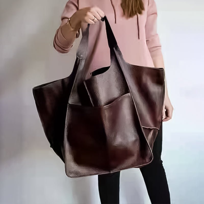 Elegant Vintage Leather Tote Bag - Classic Style with Spacious Interior 11
