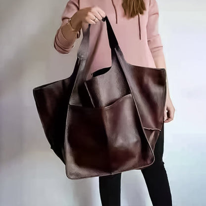 Elegant Vintage Leather Tote Bag - Classic Style with Spacious Interior 11