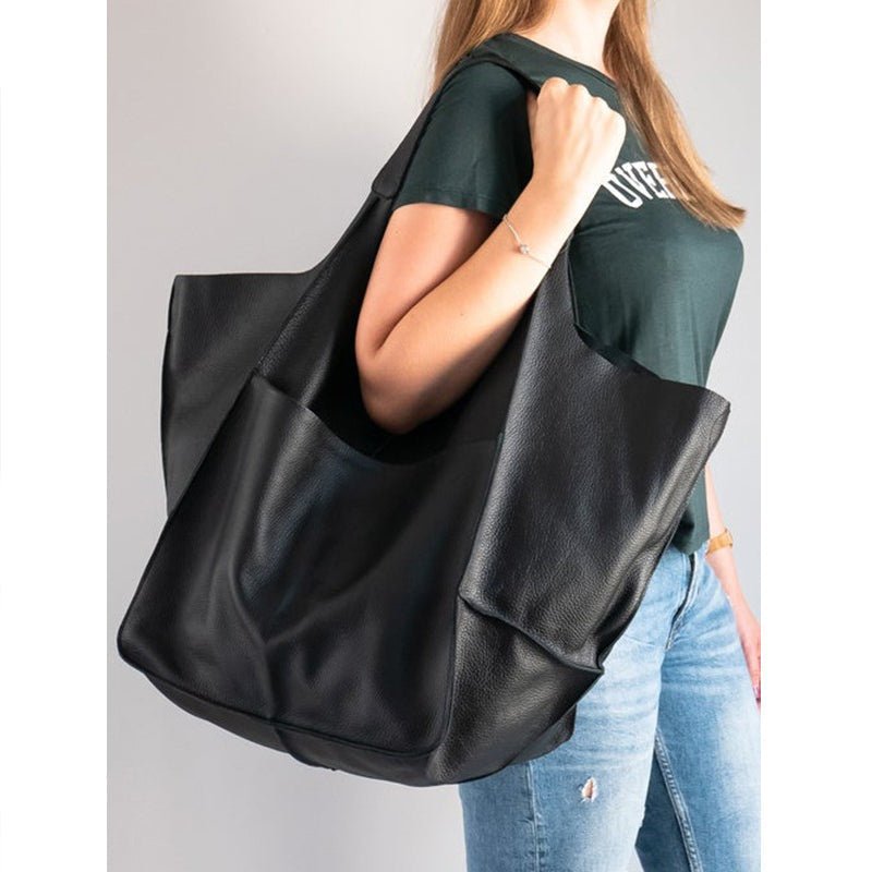 Elegant Vintage Leather Tote Bag - Classic Style with Spacious Interior 6