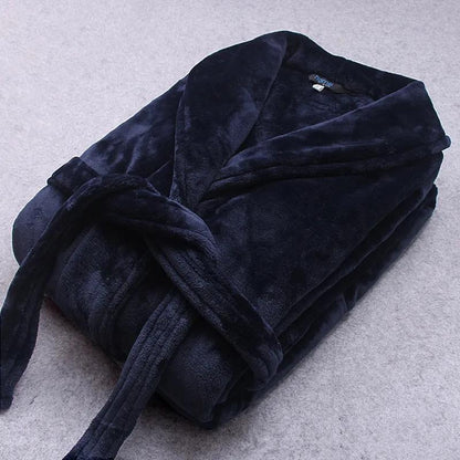 Elegant Winter Bathrobe - Soft Coral Fleece Dressing Gown with Pockets 0