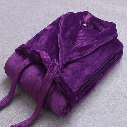 Elegant Winter Bathrobe - Soft Coral Fleece Dressing Gown with Pockets 6