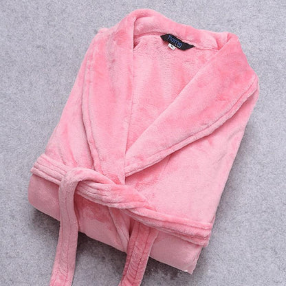 Elegant Winter Bathrobe - Soft Coral Fleece Dressing Gown with Pockets 7