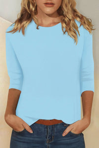 Elegant Women's Going Out Top - 3/4 Sleeves & Curved Hem Summer Style 7