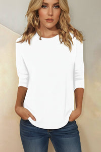 Elegant Women's Going Out Top - 3/4 Sleeves & Curved Hem Summer Style 9