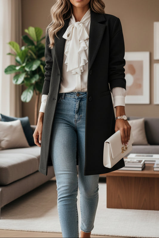 MÉA – Women’s Mid-Length Tailored Coat for Chic Everyday Style