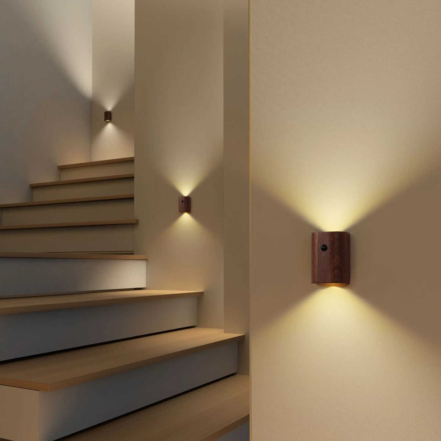 Elegant Wooden Night Light with Motion Sensor & Rechargeable Battery 1