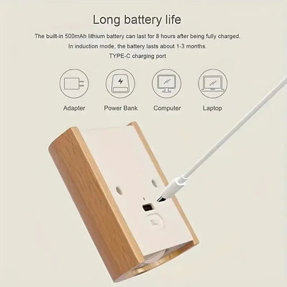 Elegant Wooden Night Light with Motion Sensor & Rechargeable Battery 5