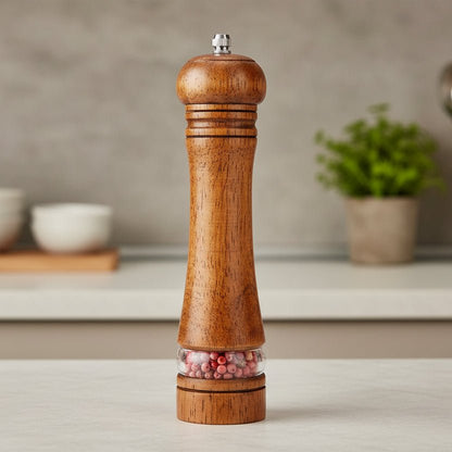 Elegant Wooden Pepper and Salt Grinder with Adjustable Coarseness for Perfect Seasoning 0