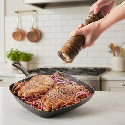 Elegant Wooden Pepper and Salt Grinder with Adjustable Coarseness for Perfect Seasoning 4