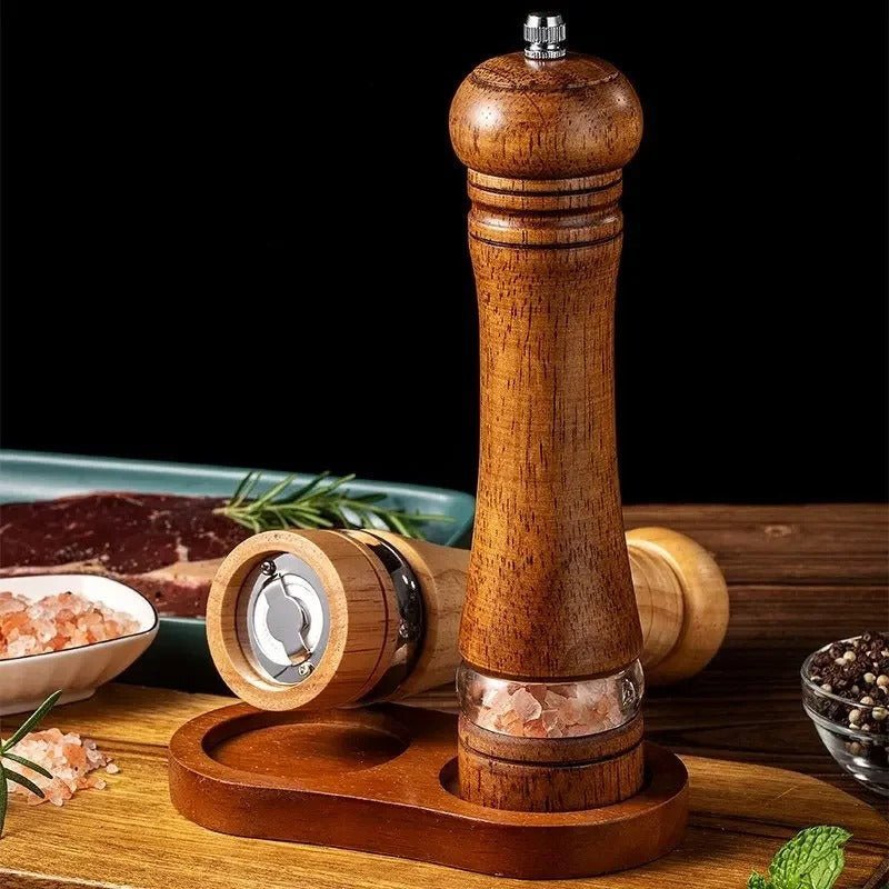 Elegant Wooden Pepper and Salt Grinder with Adjustable Coarseness for Perfect Seasoning 5
