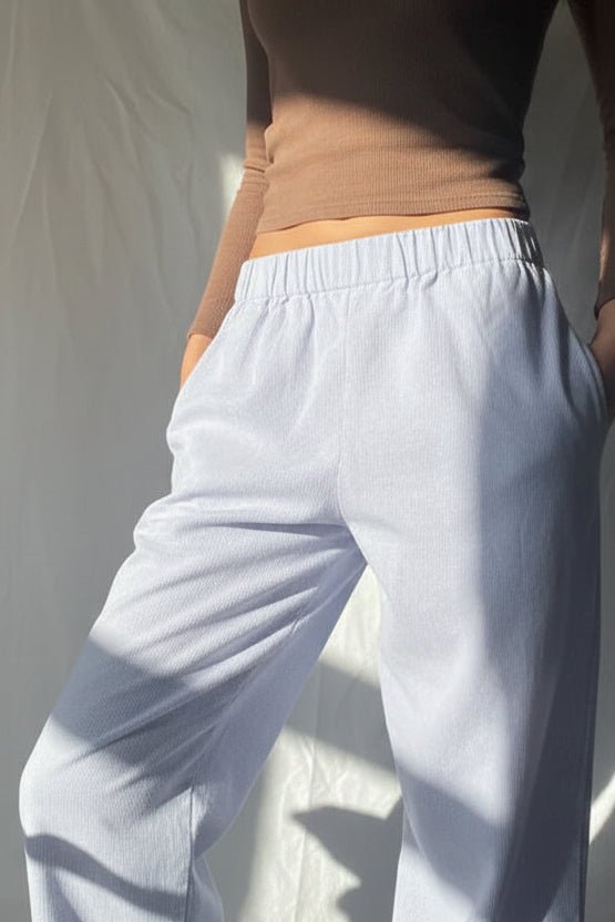 Elke - Women's Lightweight Striped Pants with Elastic Waistband & Pockets 3