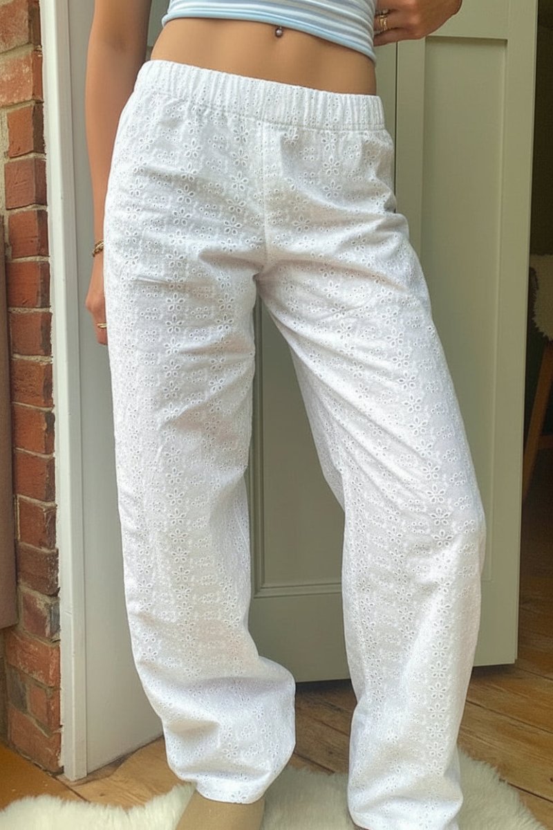 Elke - Women's Lightweight Striped Pants with Elastic Waistband & Pockets 9