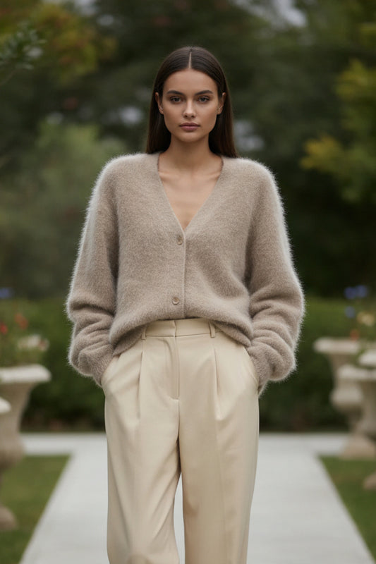 ELLAWEAR – Women’s Loose-Fit Cashmere Knit Cardigan for Timeless Comfort