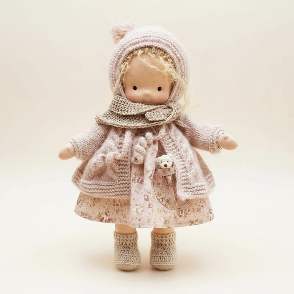 Elora – Handmade Waldorf doll made of cotton for creative play 12