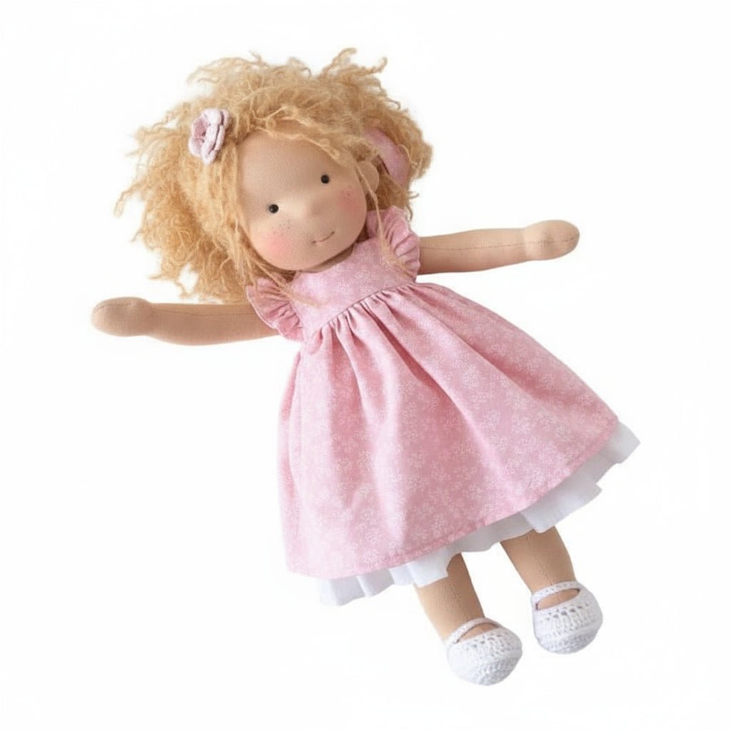 Elora – Handmade Waldorf doll made of cotton for creative play 25