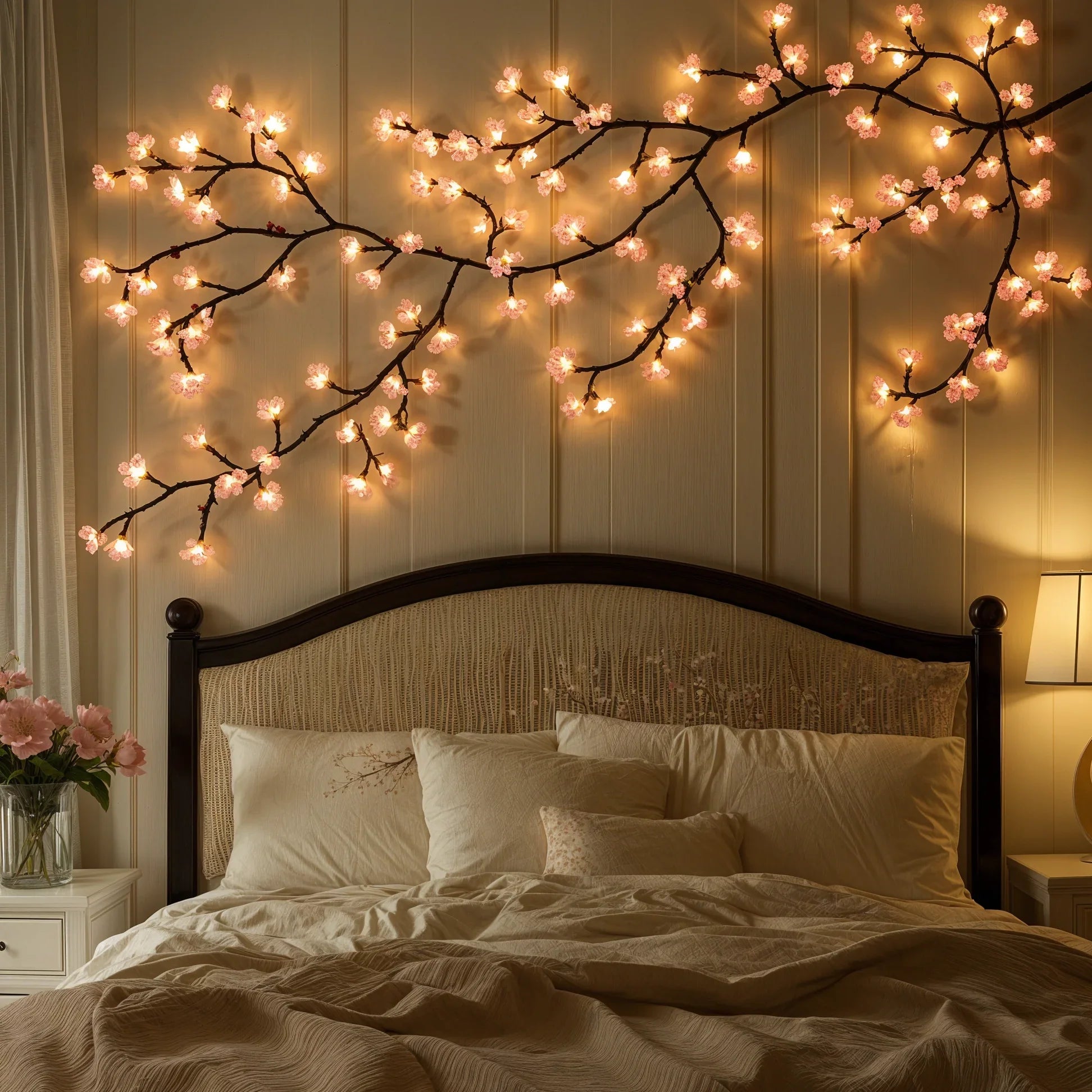 Enchanted Blossom - 1.6m LED Fairy Lights with Warm White & Pink Glow 2