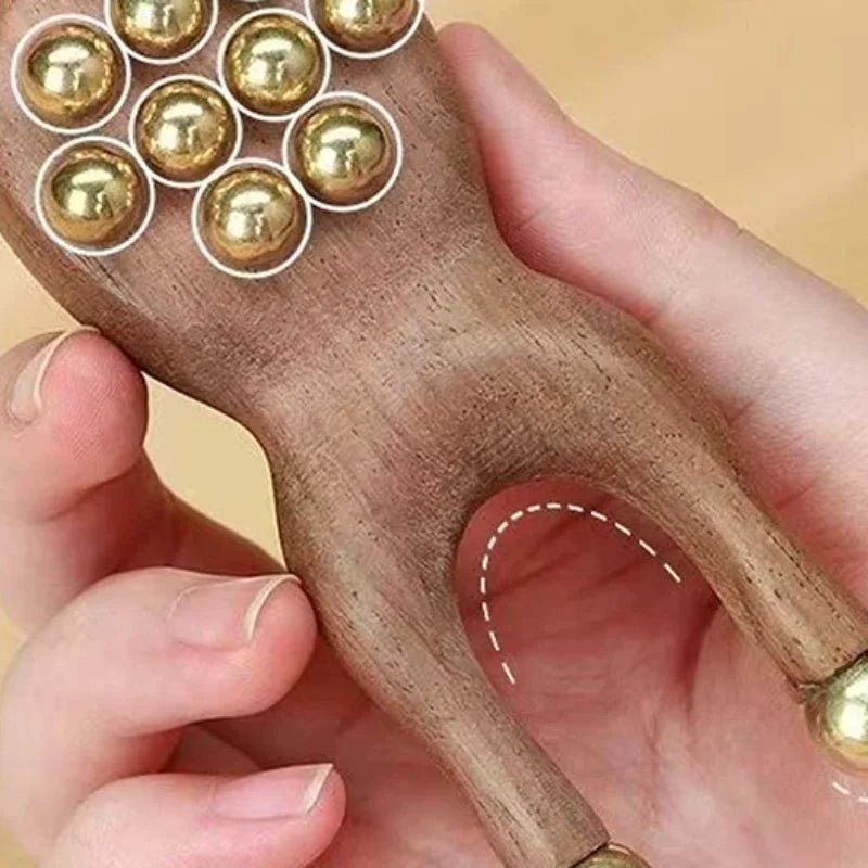 Ergonomic Wooden Gua Sha Face Massager Tool with Brass Beads for Relaxation 0