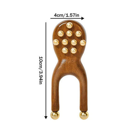 Ergonomic Wooden Gua Sha Face Massager Tool with Brass Beads for Relaxation 6