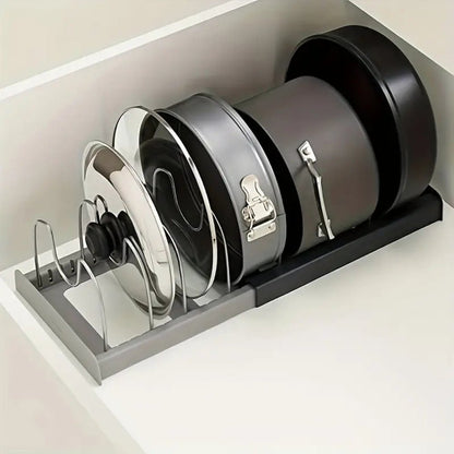 Expandable Pot and Pans Organizer Rack - Adjustable Kitchen Organizer with Non-Slip Base and Durable Metal Construction 5