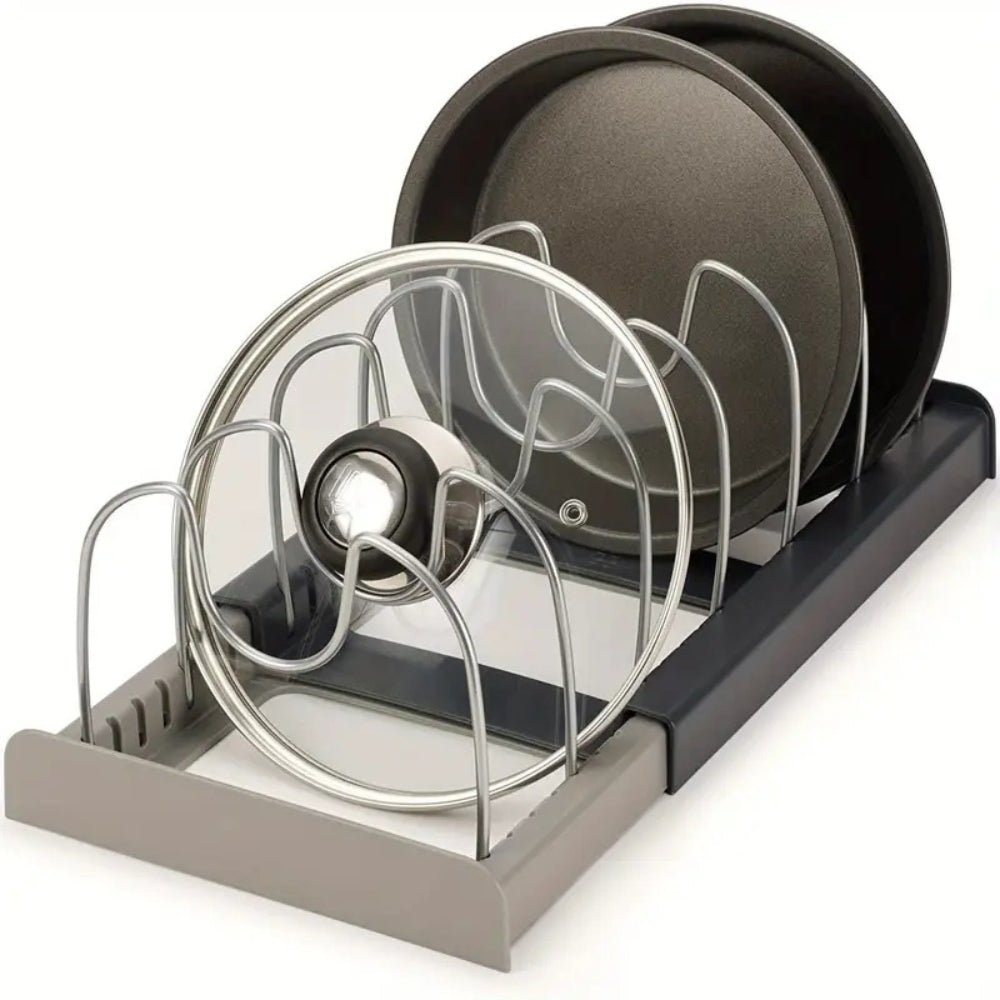 Expandable Pot and Pans Organizer Rack - Adjustable Kitchen Organizer with Non-Slip Base and Durable Metal Construction 6