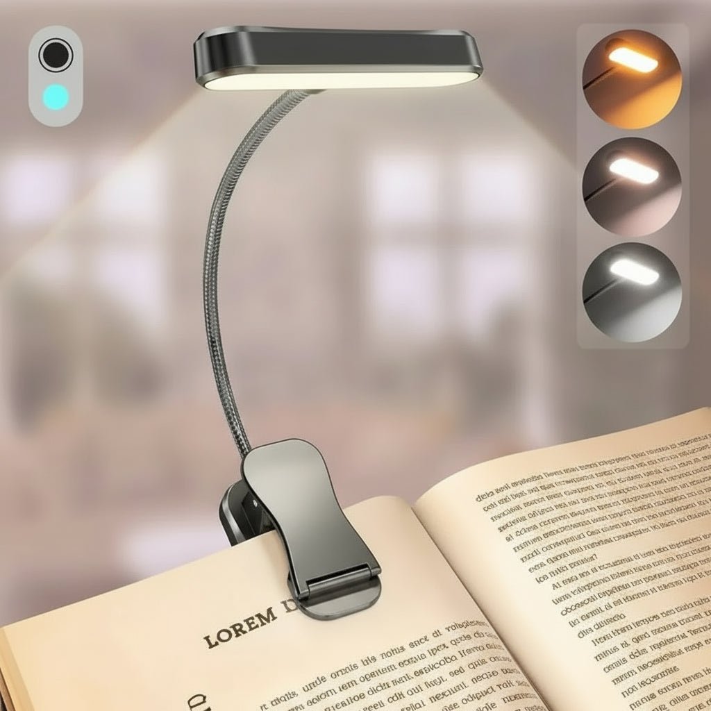 Eye-Caring LED Book Light - Rechargeable, Dimmable, Flexible Neck for Reading 1