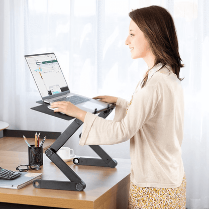 FLEXIDESK STAND – 360° Ergonomic Laptop Stand with Adjustable Height and Mouse Pad