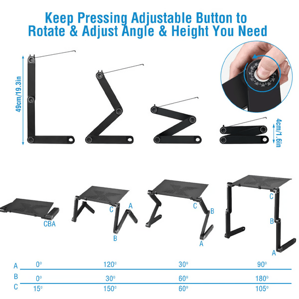 FLEXIDESK STAND – 360° Ergonomic Laptop Stand with Adjustable Height and Mouse Pad