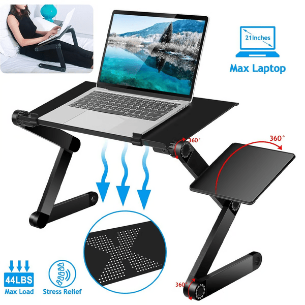 FLEXIDESK STAND – 360° Ergonomic Laptop Stand with Adjustable Height and Mouse Pad