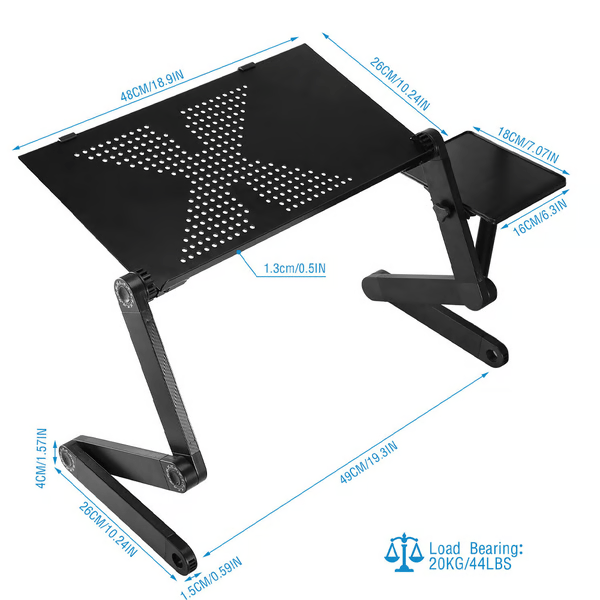 FLEXIDESK STAND – 360° Ergonomic Laptop Stand with Adjustable Height and Mouse Pad