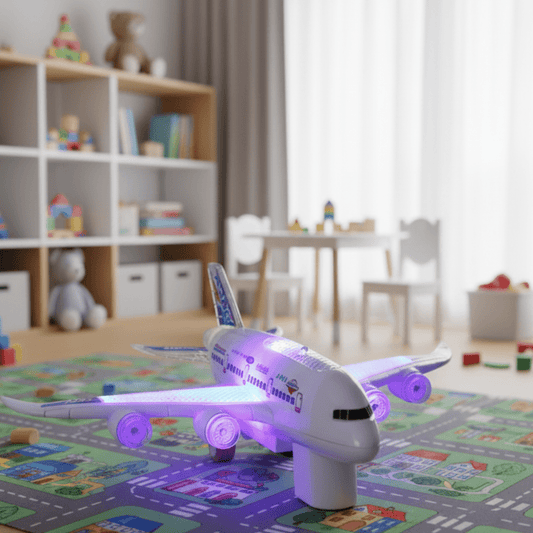 FLYGENIUS – Intelligent Music & Light Airplane Toy with Automatic Obstacle Navigation 0