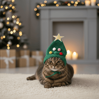 FURFEST – Soft Christmas Hat with Golden Trim for Dogs & Cats