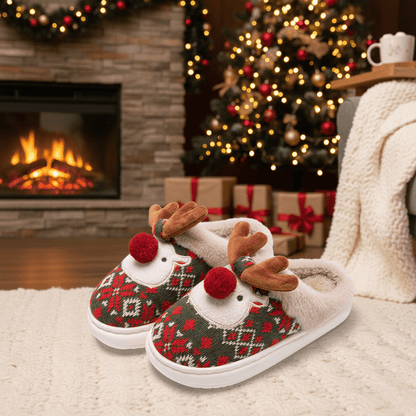 HOLISTEP – Christmas House Slippers with Embroidery & PVC Anti-Slip Sole