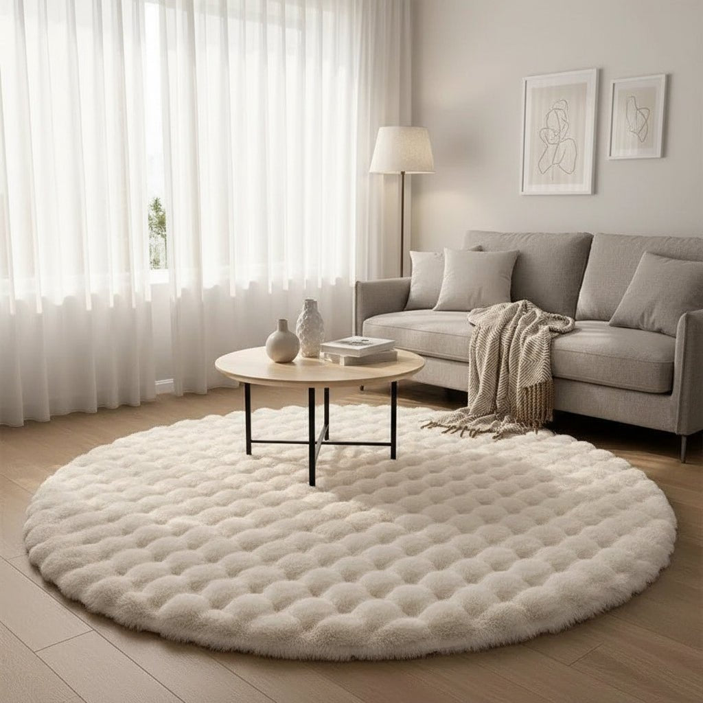 SOFTRING – Soft Round Polyester Rug for Nordic-Inspired Living Comfort