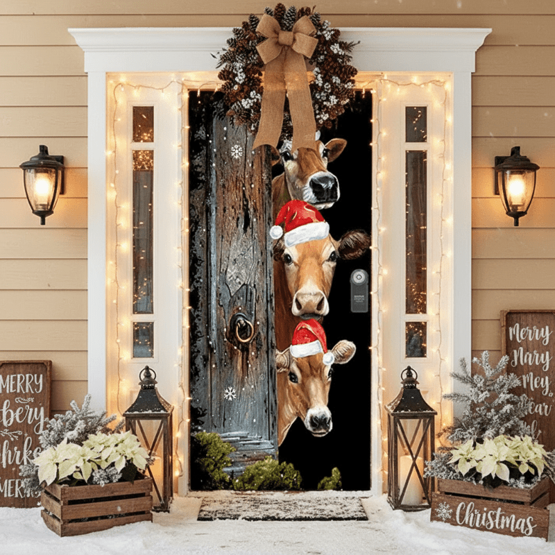 FestiDoor - Festive Door Cover for Easy Installation & Durable Outdoor Use 0