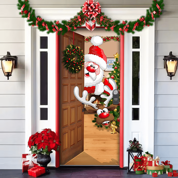 FestiDoor - Festive Door Cover for Easy Installation & Durable Outdoor Use 3