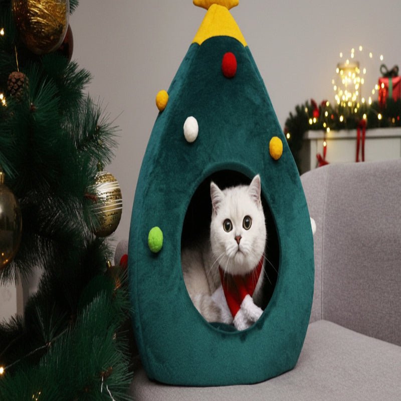 FestivePurr Christmas Tree Cat Bed - Cozy Winter Retreat for Cats 2