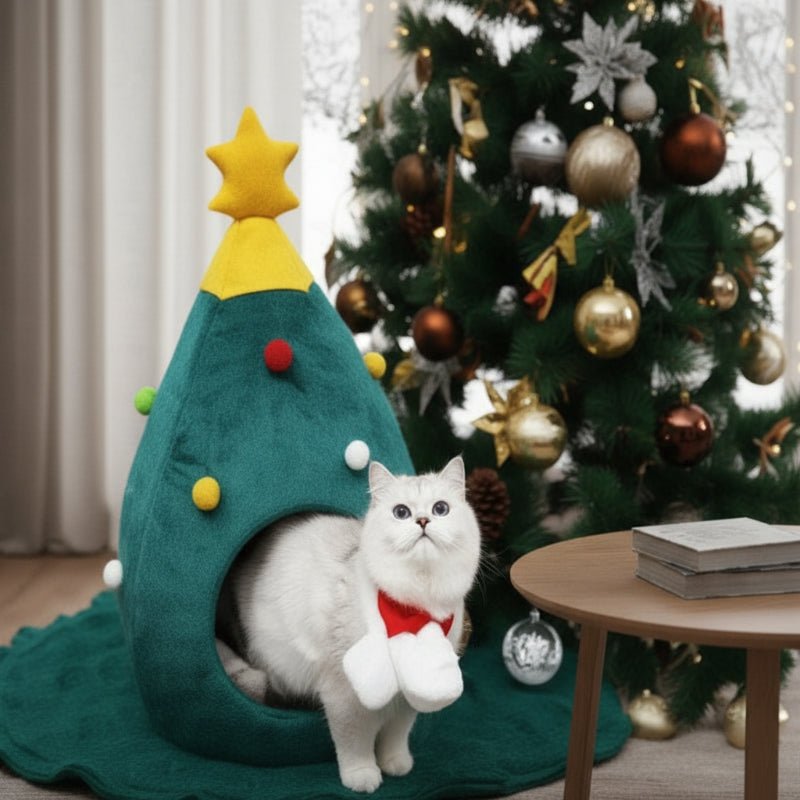 FestivePurr Christmas Tree Cat Bed - Cozy Winter Retreat for Cats 4