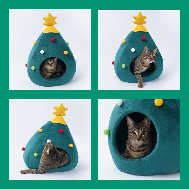 FestivePurr Christmas Tree Cat Bed - Cozy Winter Retreat for Cats 6