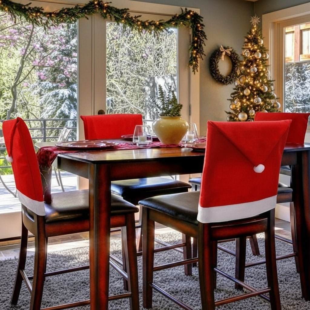 FestiveSeats - Christmas Chair Covers with Santa Hat Design, Soft Fabric 0