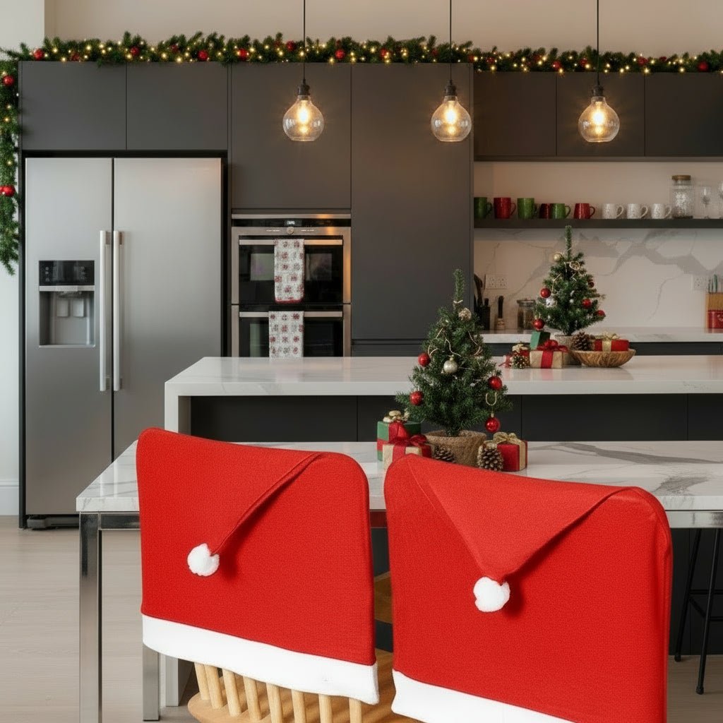 FestiveSeats - Christmas Chair Covers with Santa Hat Design, Soft Fabric 3