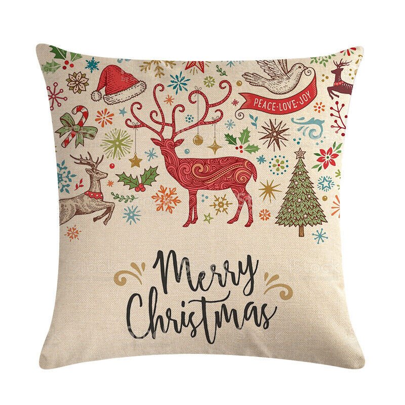 Festive 18-Inch Throw Pillow Cover with Hidden Zipper for Holiday Decor 21