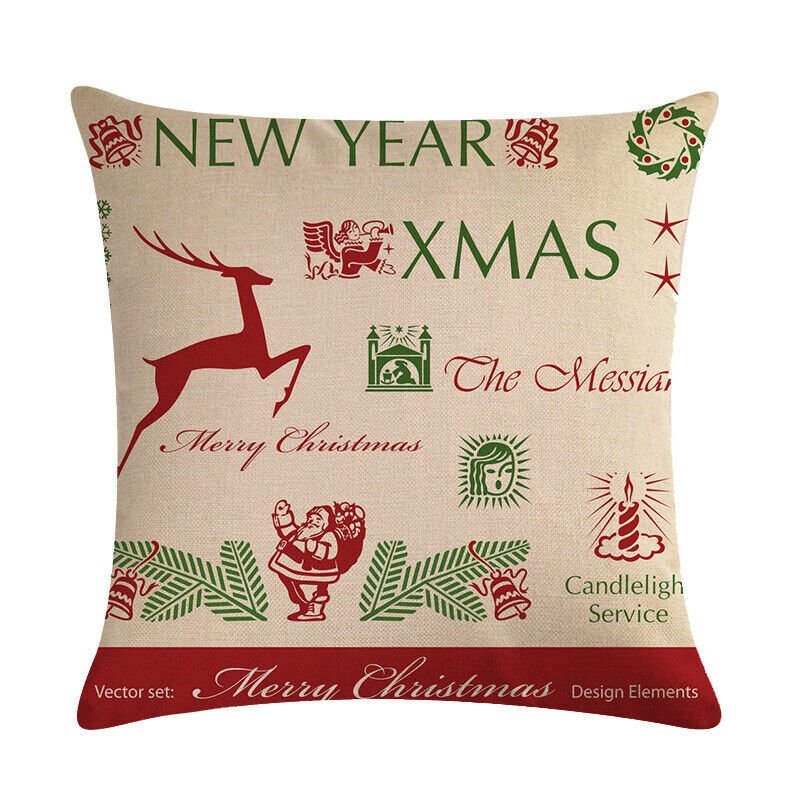 Festive 18-Inch Throw Pillow Cover with Hidden Zipper for Holiday Decor 27