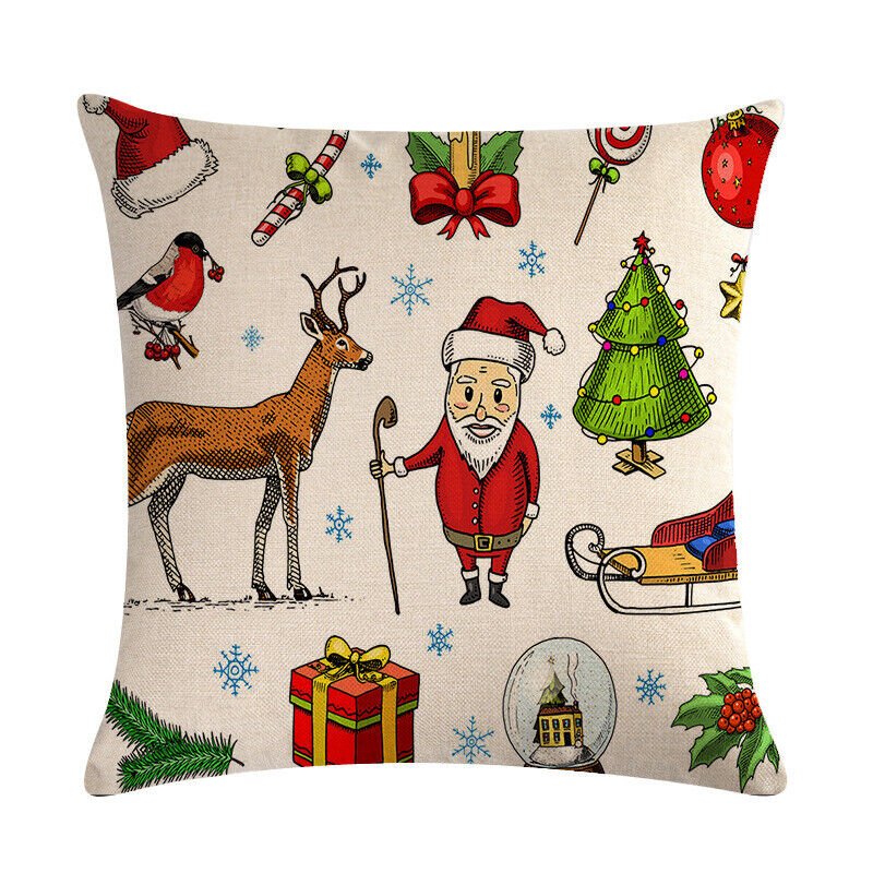 Festive 18-Inch Throw Pillow Cover with Hidden Zipper for Holiday Decor 34