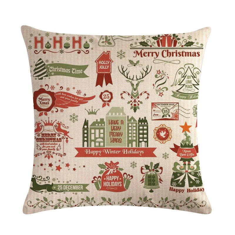 Festive 18-Inch Throw Pillow Cover with Hidden Zipper for Holiday Decor 35