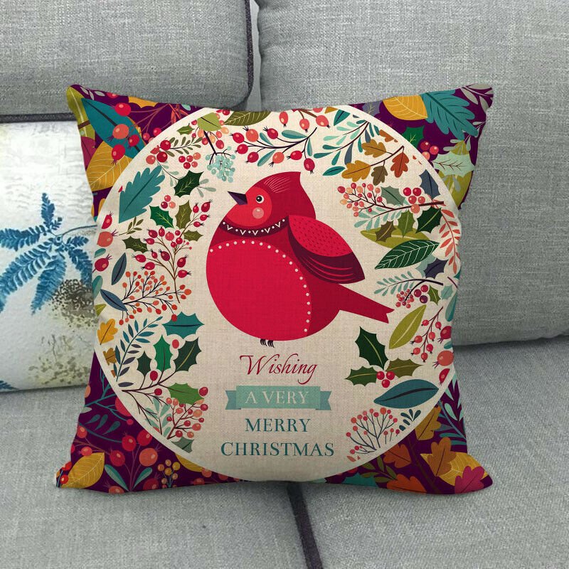 Festive 18-Inch Throw Pillow Cover with Hidden Zipper for Holiday Decor 41