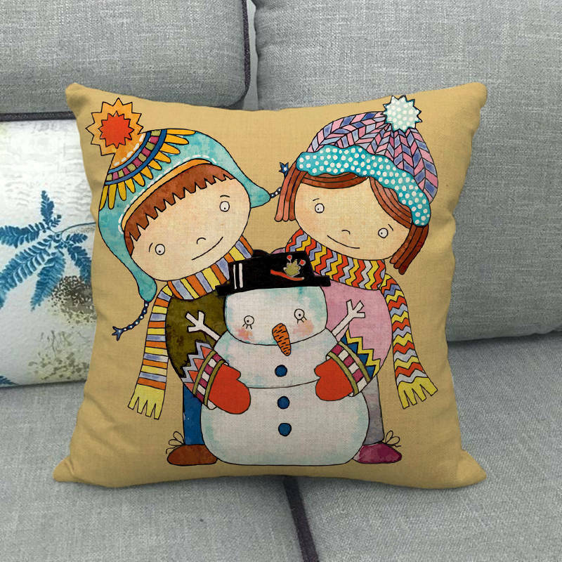 Festive 18-Inch Throw Pillow Cover with Hidden Zipper for Holiday Decor 54