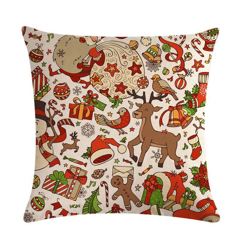 Festive 18-Inch Throw Pillow Cover with Hidden Zipper for Holiday Decor 56