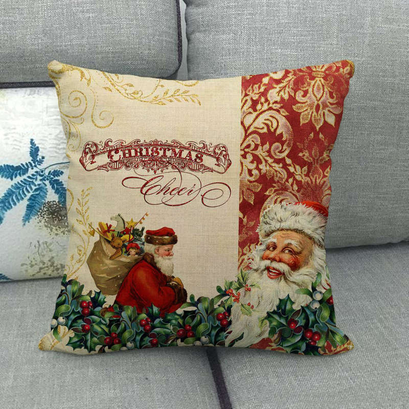 Festive 18-Inch Throw Pillow Cover with Hidden Zipper for Holiday Decor 57